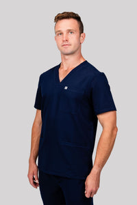 Geo men’s 3 pocket V- neck scrub tops made from our 4-way stretch Premium tri- blend fabric