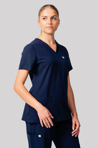 Geo women’s 3 pocket V- neck scrub tops made from 4-way stretch Premium tri-blend fabric